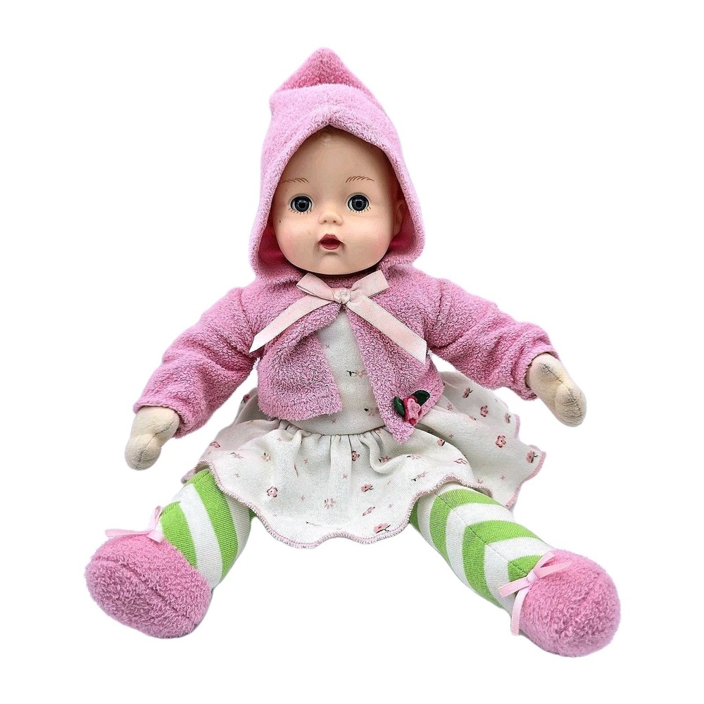2008 Madame Alexander‎ "Windy Day Huggums" 12" Soft Baby Doll Pink Green Stripes